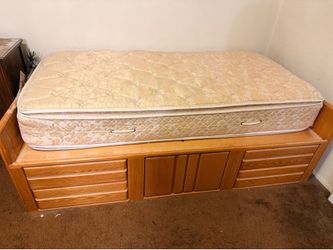 Twin Storage Bed with Built-In Drawers & Cabinet