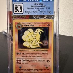 Pokemon 1999 Ninetales Base Set Shadowless CGC 5.5