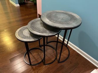 Circle Nesting Tables Set of 3 - Silver Antique