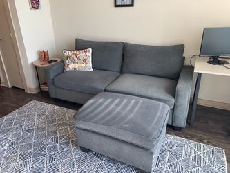 Grey Couch + Ottoman