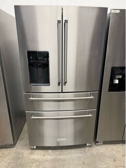 Kitchen aid stainless steel 4 door refrigerator