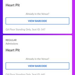 2 x Eric Church Heart GA Pit - Pechanga Sports Arena