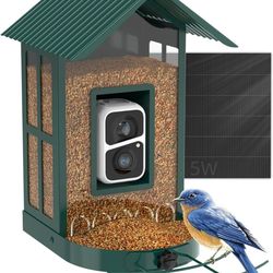 Bird Feeder Camera Solar Powered 2K Smart Feeder AI Bird ID Squirrel Proof