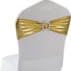 Metallic Gold Chair Bands - 100 Count