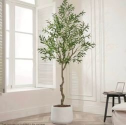 7FT Faux Olive Tree with a Lush Canopy of Lifelike Branches and Realistic Olives.