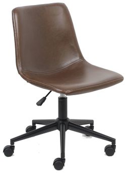 Office Task Chair – Brown Faux Leather Mid-Back Desk Chair, Halloween Party