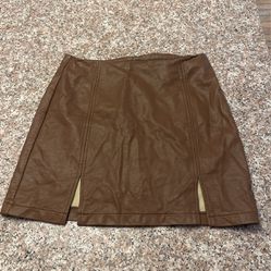 Brown Leather Skirt 
