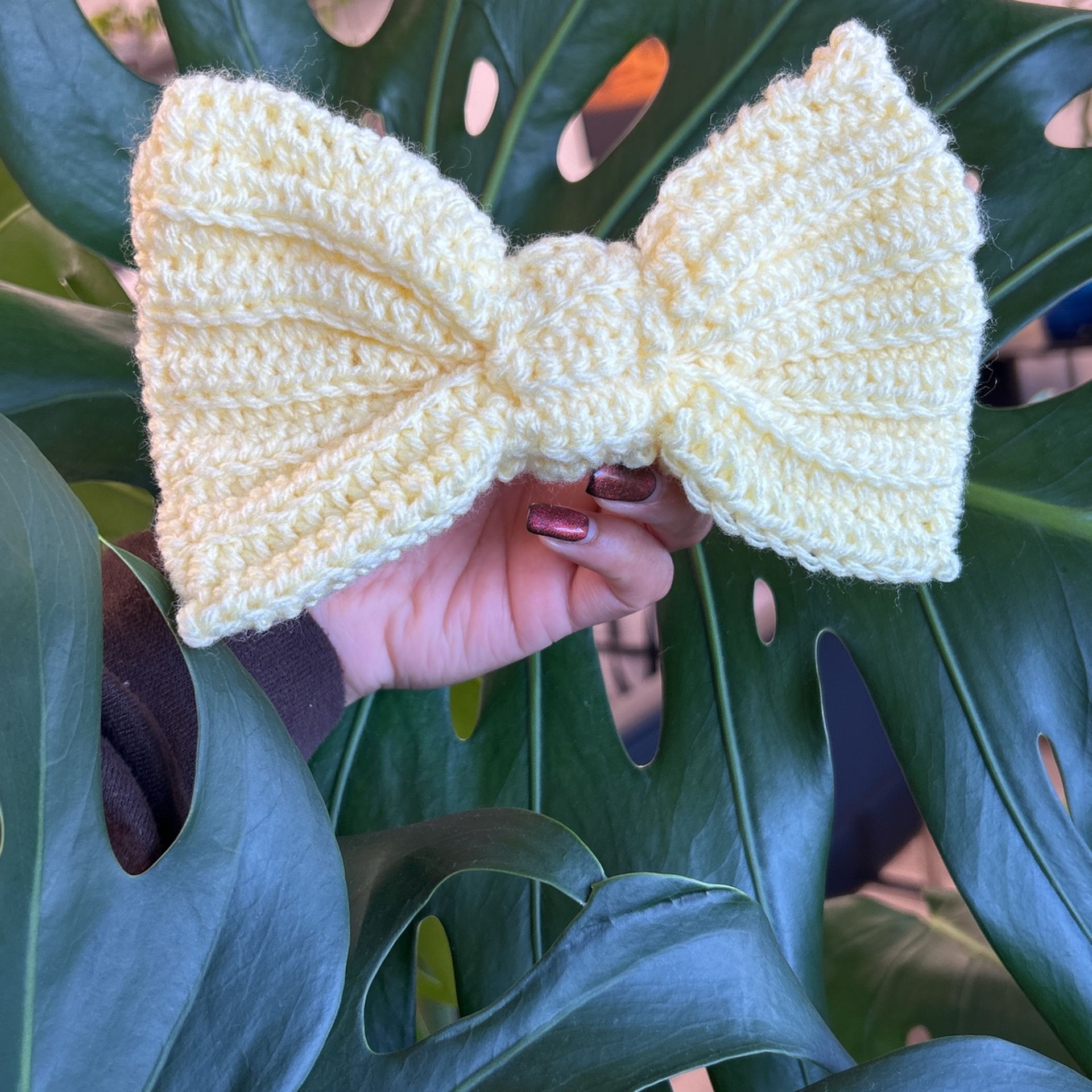 Soft Yellow Crochet Hair Bow