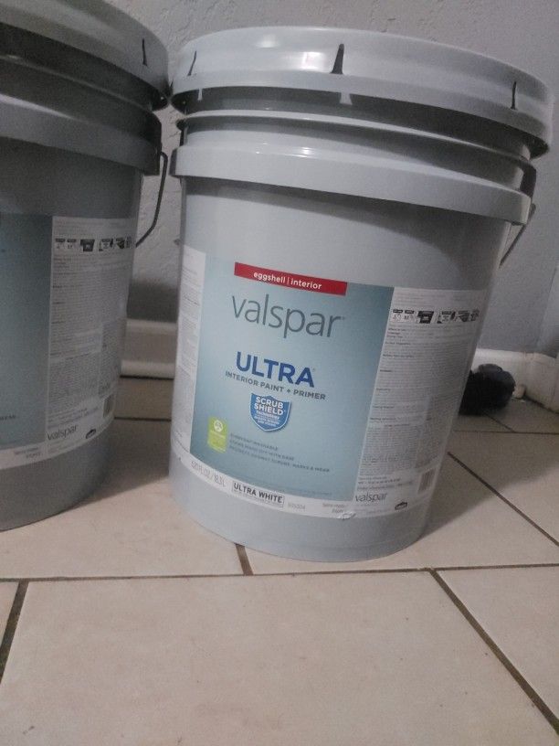 Valspar Eggshell White 5 Gallon New
