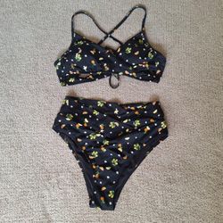 Victoria's Secret PINK Black Citrus Fruit Bikini Set