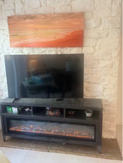 Electric fireplace tv stand with heater and remote