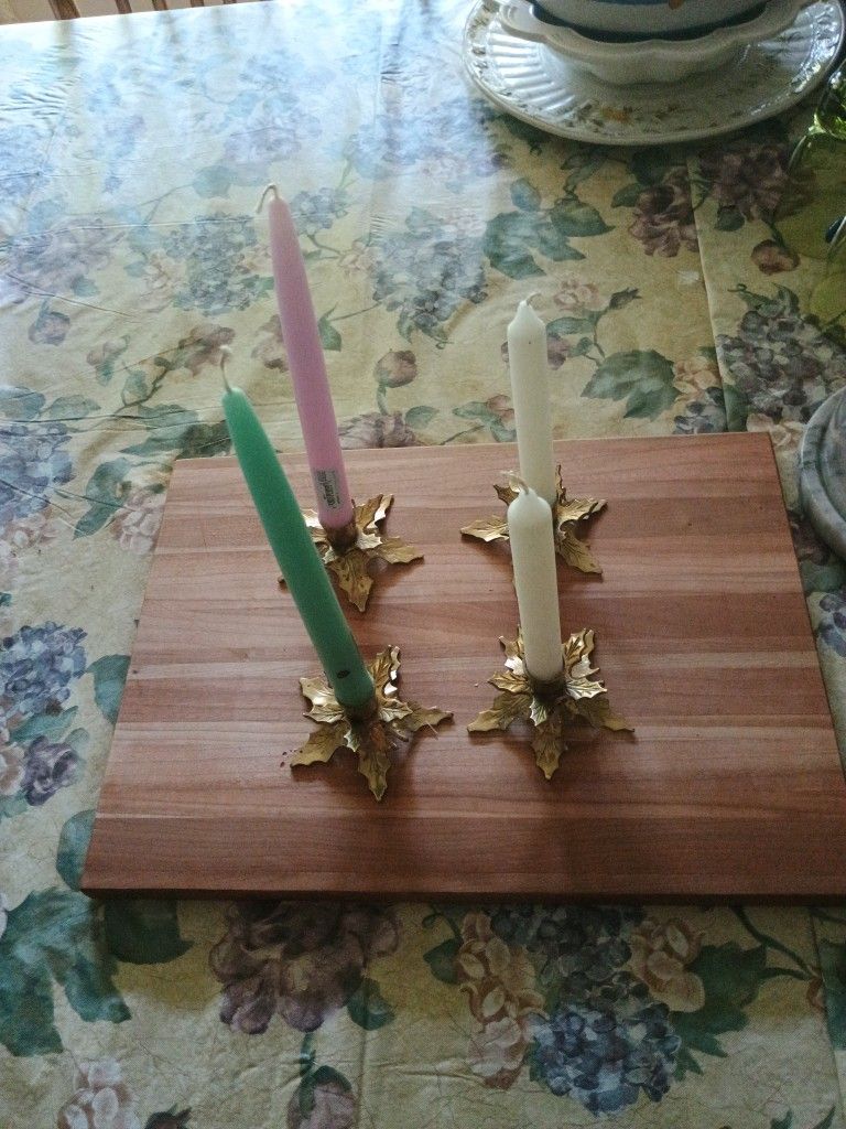 Solid Brass Candlestick Holders And Candles