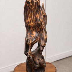 Hand-Carved Abstract Wood Sculpture (Art Decor)