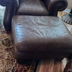 Real Leather Chair W/ Ottaman