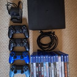 PS4 Slim Bundle | 16 Games + 4 Controllers | Complete Co-op & Action Setup