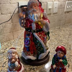 Thomas Pacconi Vintage Santa & Children Figurines Set 14” and Two 7” children