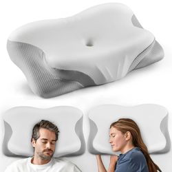 MOONORAH Almohadas de Memory Foam de Contorno para Dormir Ergonómicas, Almohada Cervical para Aliviar el Dolor de Cuello y Hombros, Almohada de Cama T