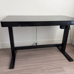Electric standing desk with a drawer