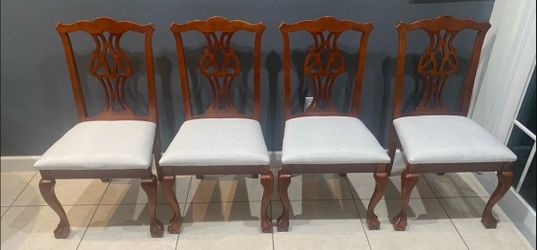 Wood Chippendale Dining Side Chairs (4)