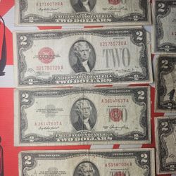 (3) 1928 & (4) 1953 Two Dollar Bill Red Seal Note