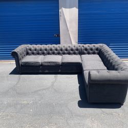 Grey Tufted Sectional 