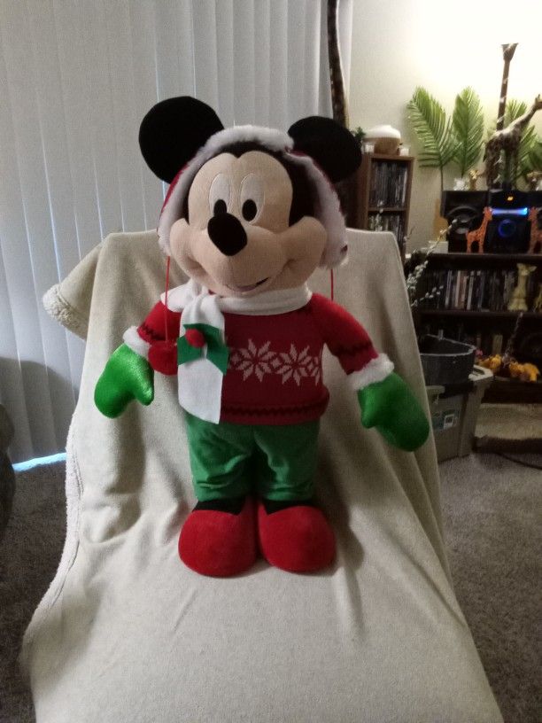 Mickey Mouse - 22 Inches Tall - Christmas Mickey Mouse Plushie Greeter