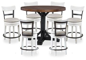 Valebeck Black/Brown Counter Height Dining Table and 6 Barstools