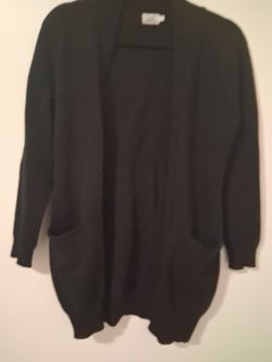 Cielo Black Open-Front Knit Cardigan