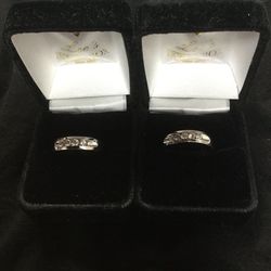 14k White Gold His And Hers Rings With   Diamonds.