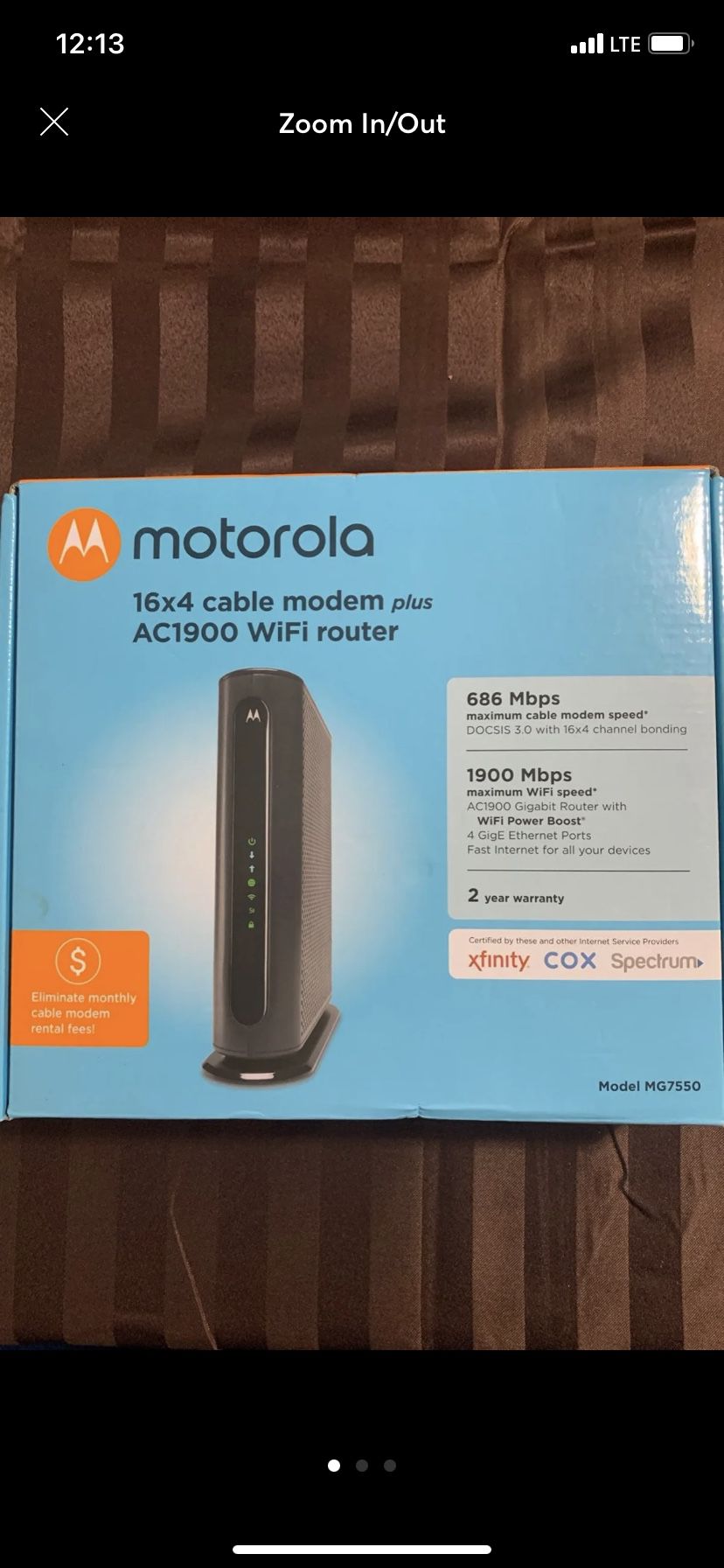 Motorola modem and router