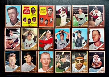 1962 Topps Baseball 18 Card Lot- Mazeroski, Gentile, Spahn, Ford, Burgess (EX)