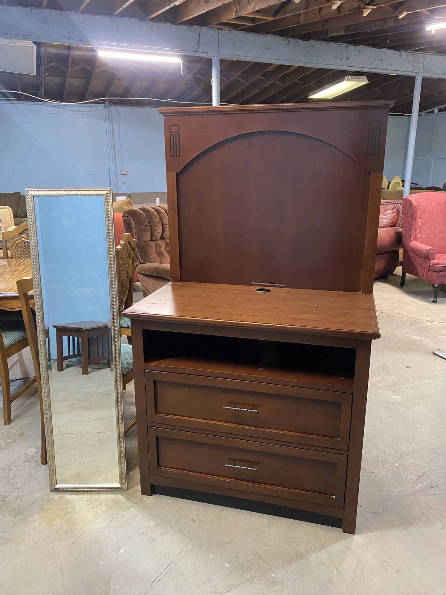 Nice Wooden TV Stand /Dresser with Mirror (delivery available, read details)