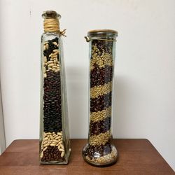 Decorative Glass Bottle With Beans And Popcorn Kitchen Decor 