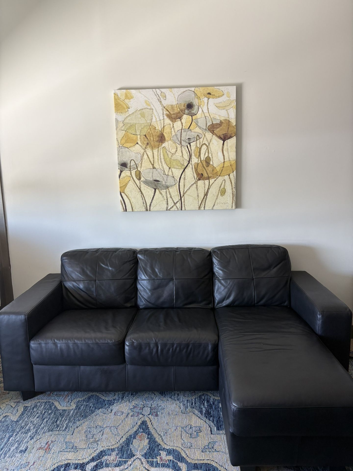 IKEA Black Leather Couch 