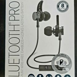 Pro Series Black & Gray Bluetooth Earbuds with Ear Fin
