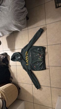 LANVIN X GALLERY DEPT. Big Logo Art on Display Courtesy of Josue Thomas Paint Splatter Pullover Green Hoodie Sweatshirt Size x