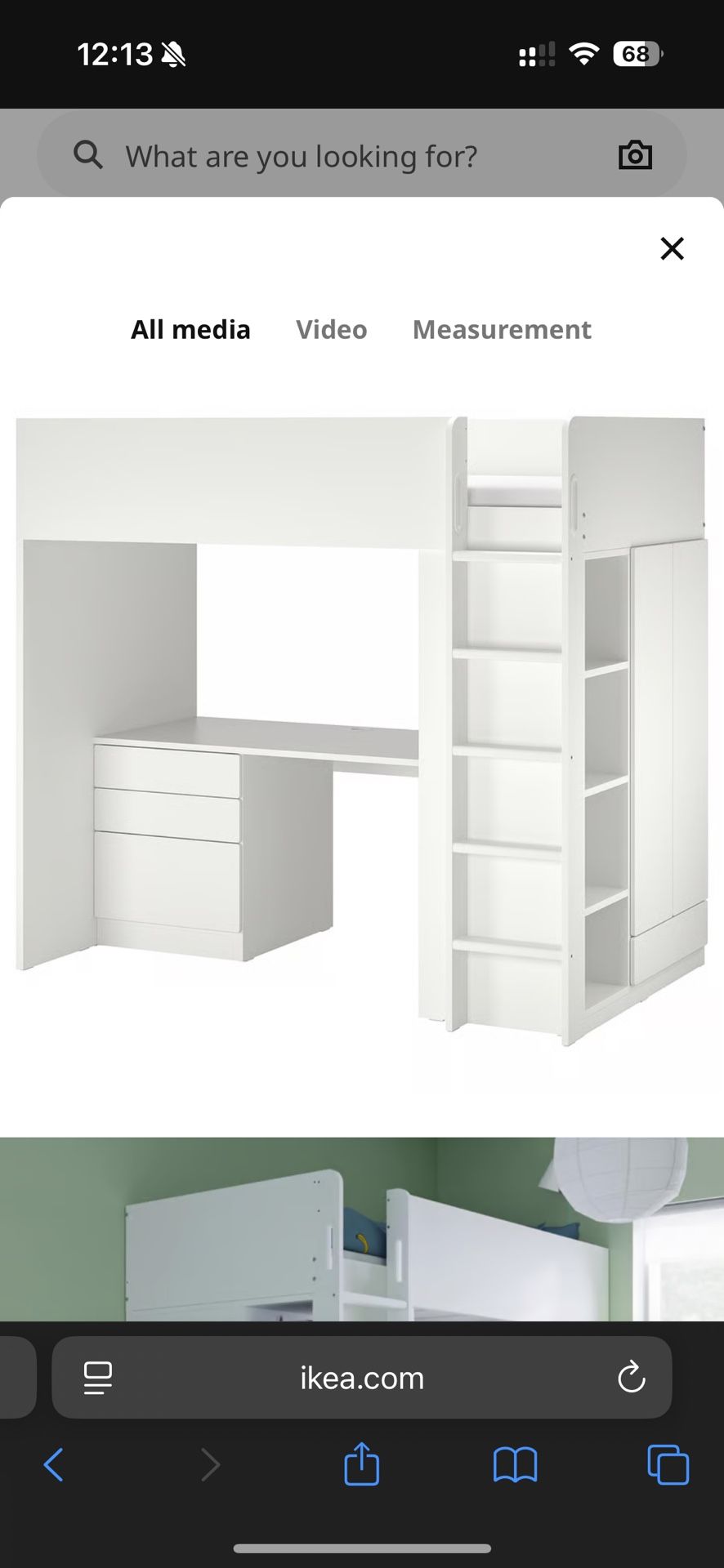 SMÅSTAD Loft bed, white white/with desk with 4 drawers, Twin