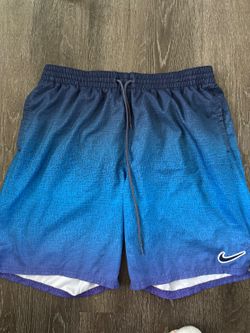 Nike Just Do It Men's XL Blue Purple Ombre Graphic Athletic Shorts Drawstring
