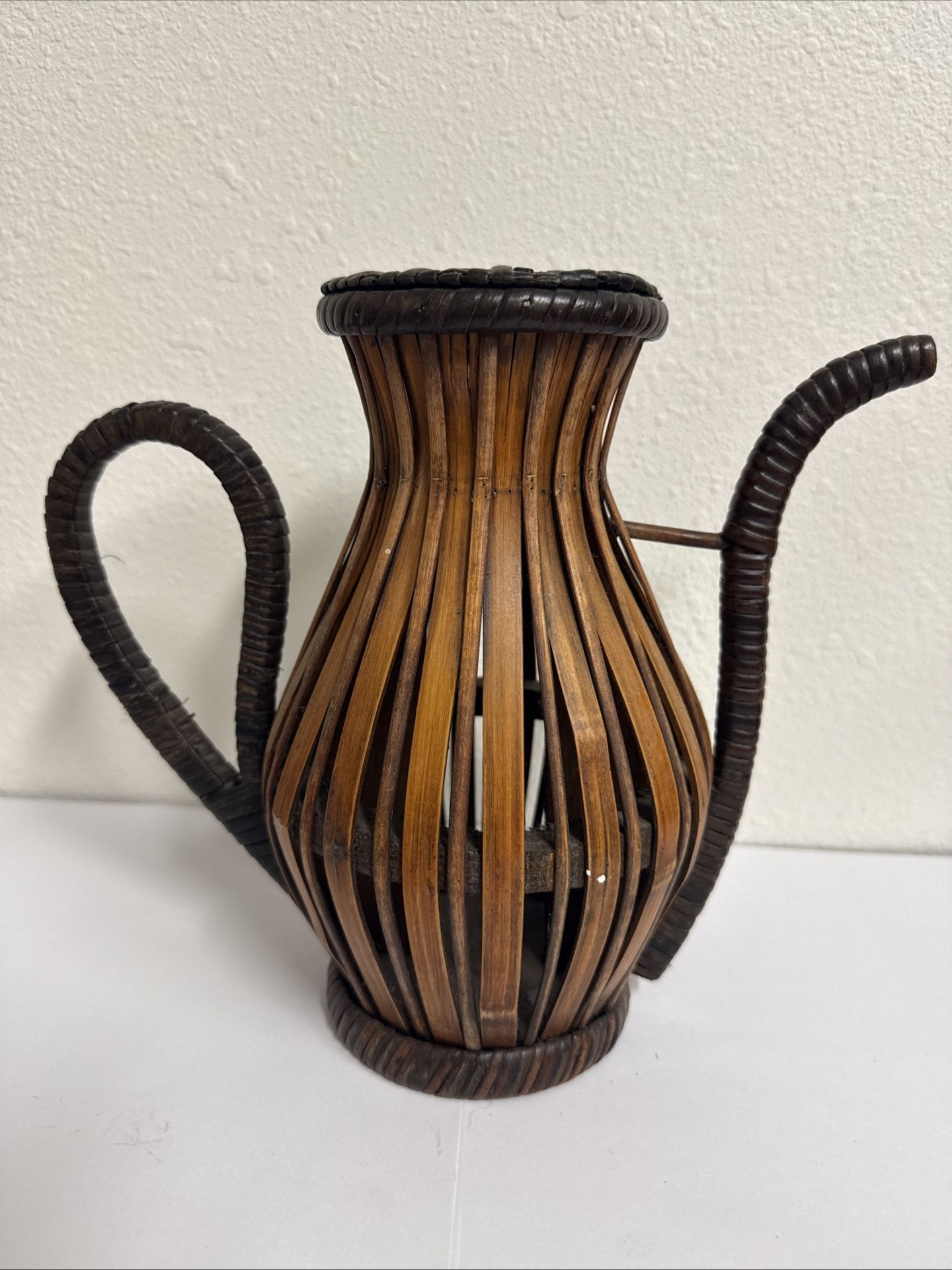 handwoven bamboo flower basket, hanaire in Japanese culture, ikebana 9”