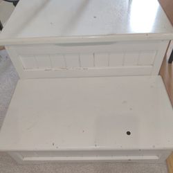 White Wooden Step Stool with Storage 
