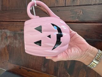 Pink pumpkin Halloween mug