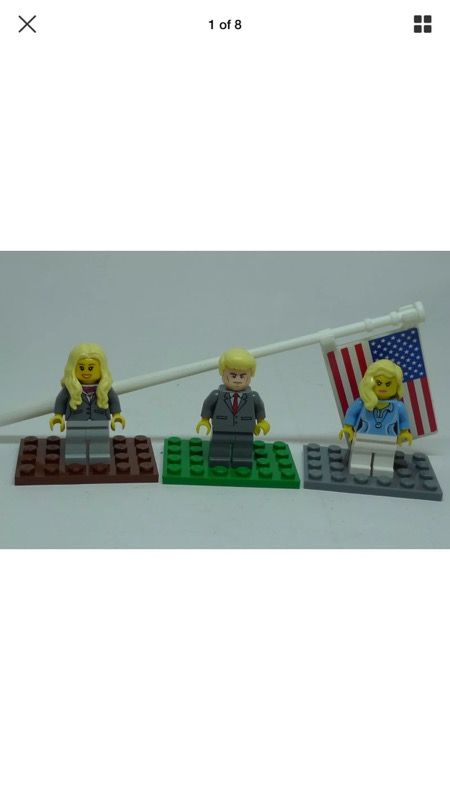Custom Made Lego Minifigure President Donald Melania & Ivanka Trump w/ USA Flag Lot (need to get rid of this asap)