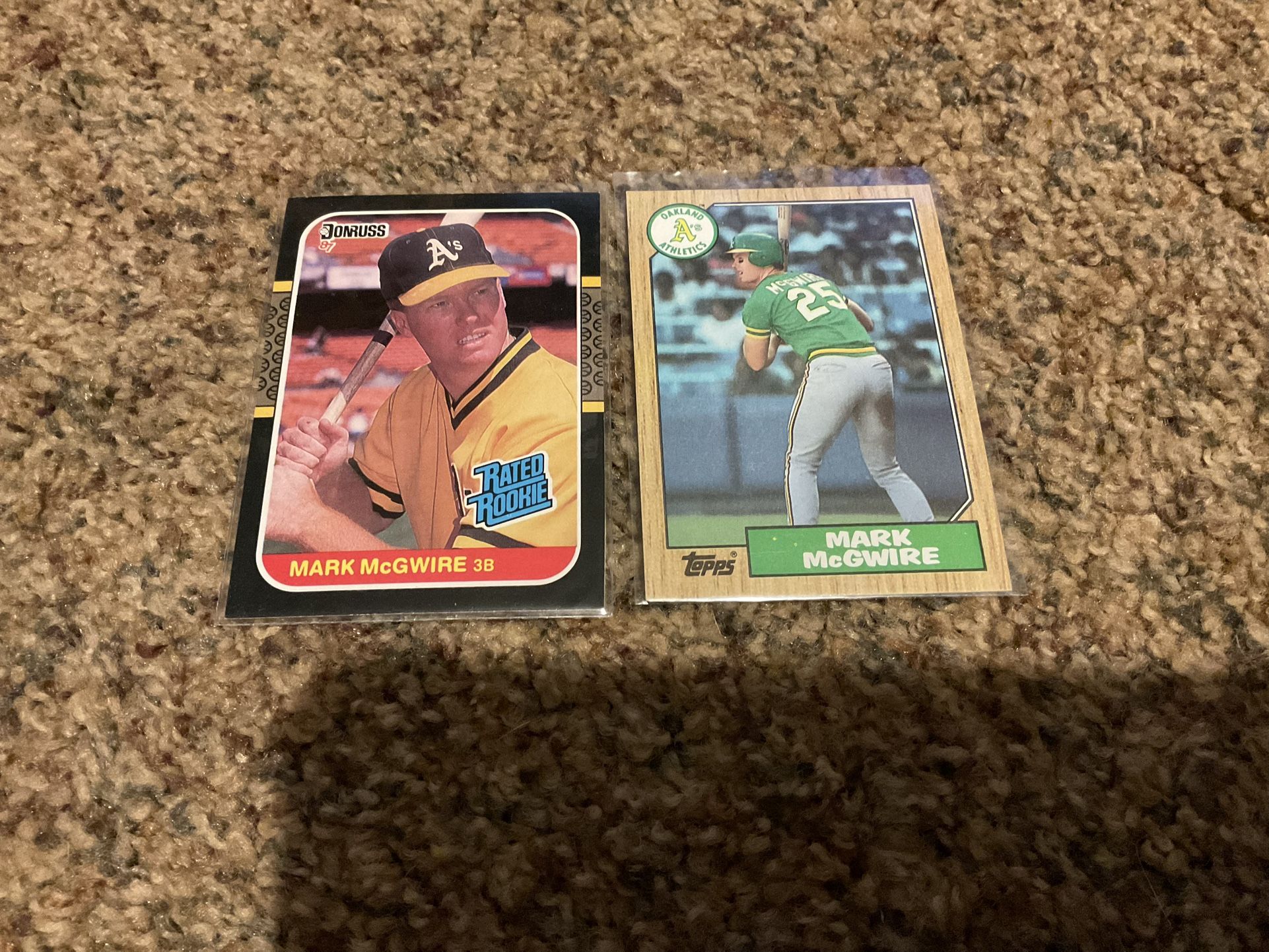 1987 Donruss & Topps Mark McGwire Rookie Baseball Cards Oakland A’s Slugger