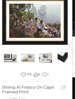 LARGE ARTWORK (46”x34”) - Slim Aarons - Dining Al Fresco On Capri Framed Print (https://offerup.com/redirect/?o=RmluZUFydHNBbWVyaWNhLmNvbQ==)
