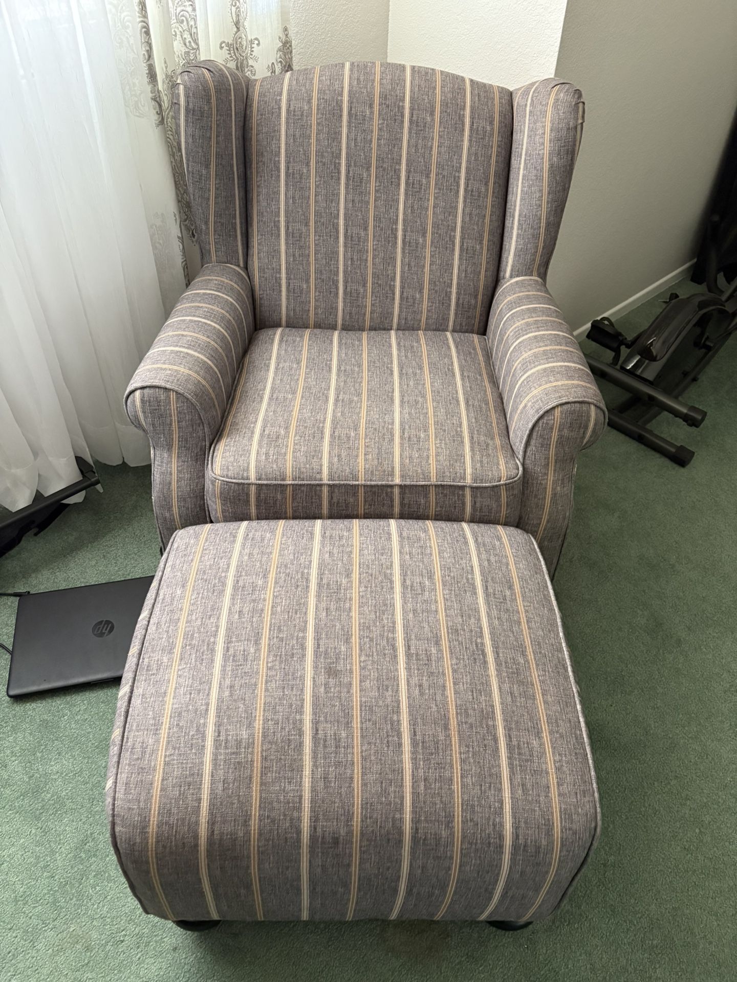 Grey Chair And Ottoman