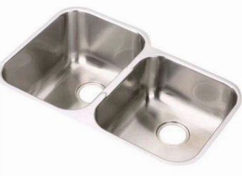 Elkay EGUH312010R Gourmet Stainless Steel Double Bowl Undermount Sink