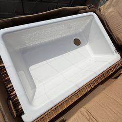 New KOHLER Elmbrook Undercounter Farmhouse  Apron Kitchen Cast Iron Sink White 33”