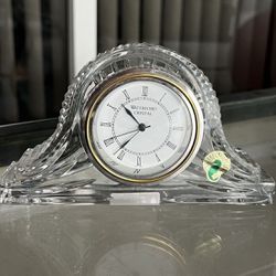 Vintage Waterford Wharton by WATERFORD CRYSTAL mantle clock large  Measures 4” H x 6.5” W