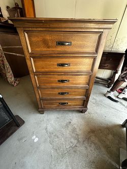 Tall Wood 5-Drawer Chest Dresser