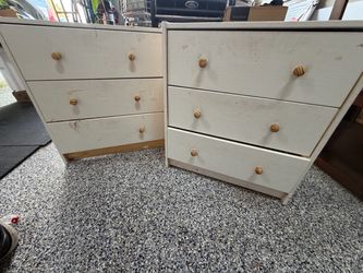 Pair of White 3-Drawer Wood Dressers
